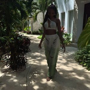 Handloomed Frayed Bohemian Pants and Top